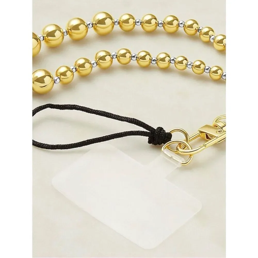New Emberly Gold Beaded Wrist Strap Phone Charm - Women Accessories